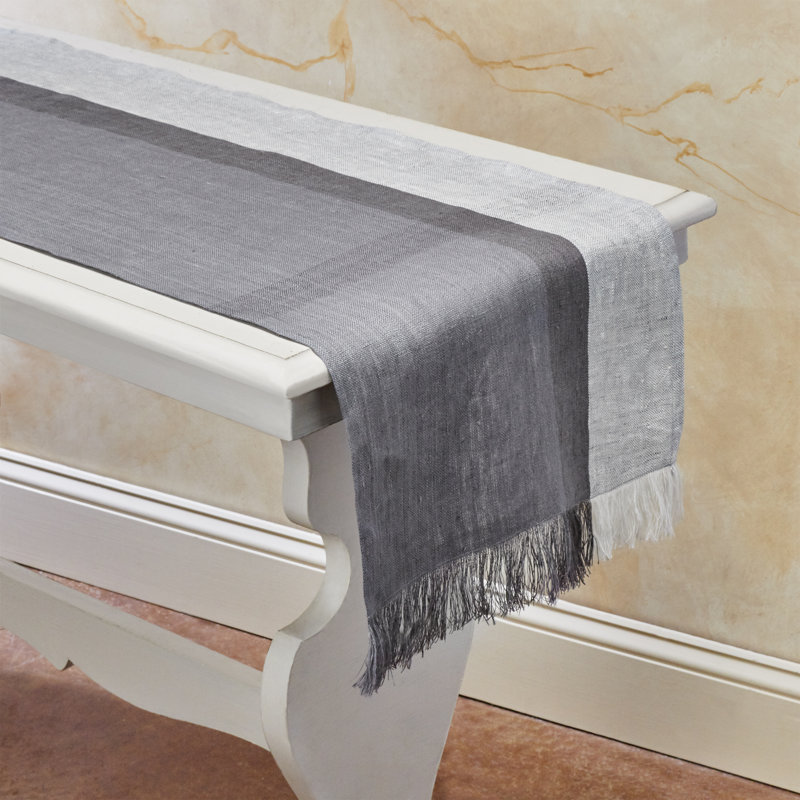 HIGH TEA Handwoven Flax Linen Table Runner, Grey
