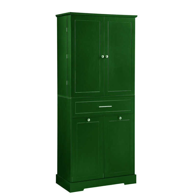 Rangement de salle de bain avec portes et tiroir, Vert