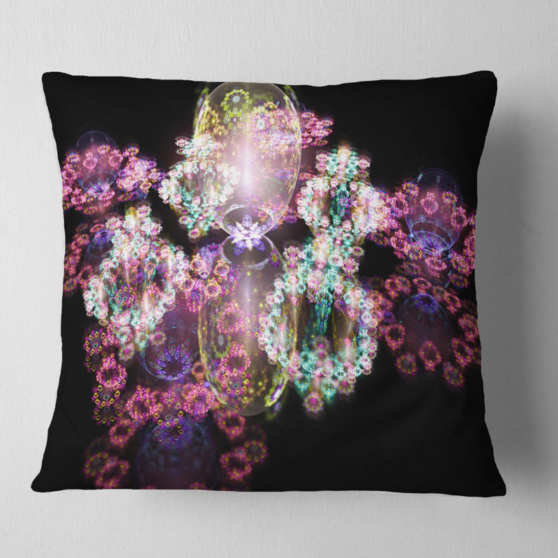 Gouttes d'eau sur miroir - coussin abstrait imprimé, 16 po x 1 po, Coussin décoratif, Rose