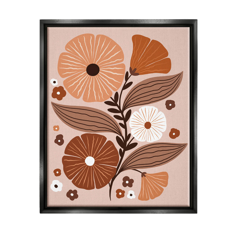 «Neutral Tones Flower Shapes» par Jo Taylor, H 21 po x l 17 po x P 1,7 po, Cadre flottant noir de jais