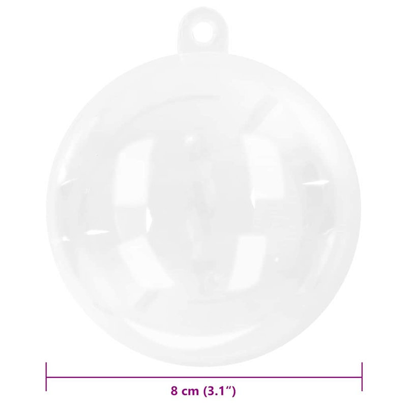 vidaXL Christmas Bauble Transparent, 8cm H x 8cm W x 8cm D