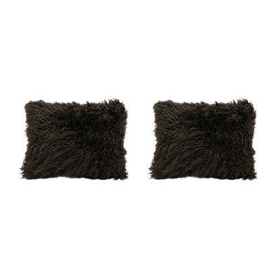 Mongolian Fur Pillow Chocolate 12X16 - Set Of 2