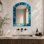 Grand miroir mural bleu contemporain - Village mexicain la nuit, impression sur métal