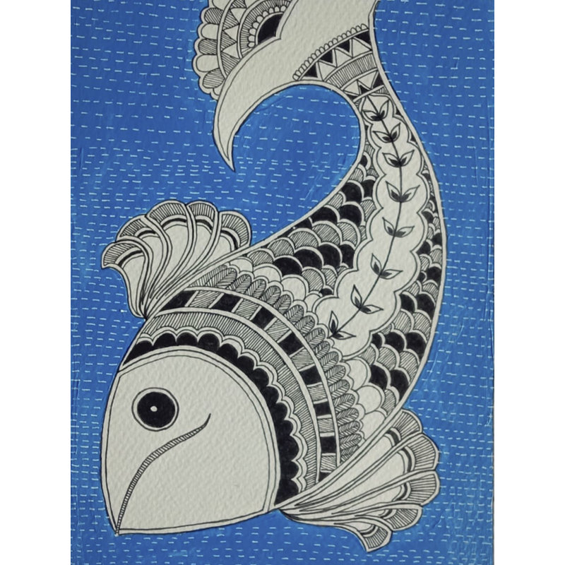 Peinture de poisson flottant | Aquarelle sur toile | Par Krishna Joshi