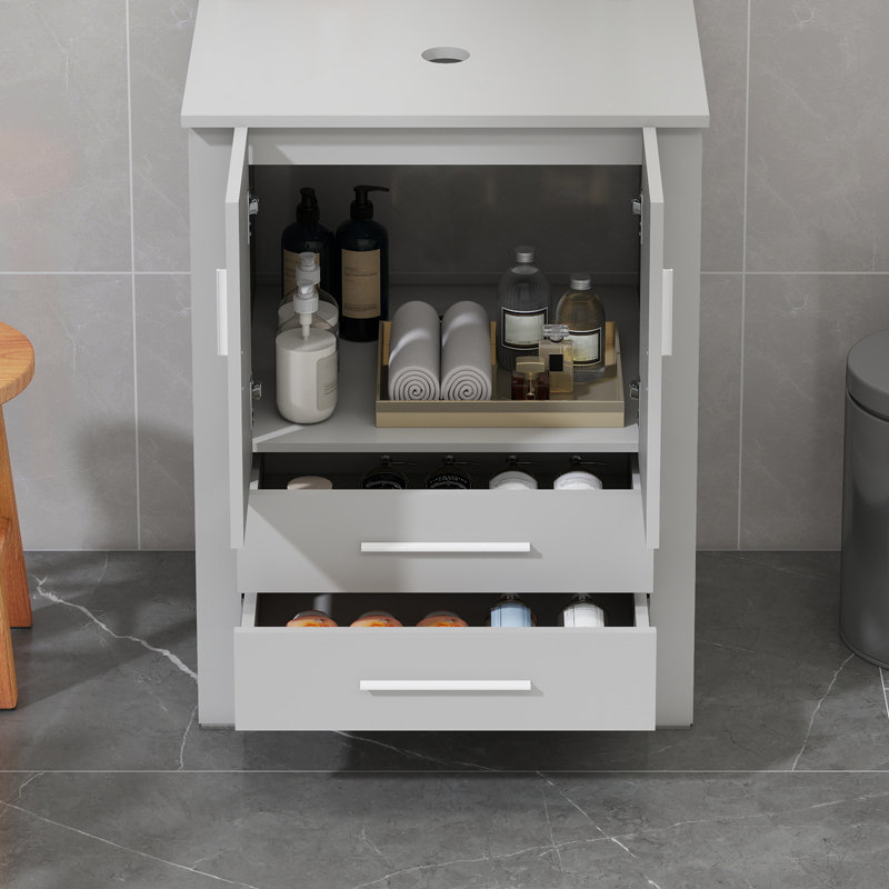 Beyo 24'' Single Bathroom Vanity with Manufactured Wood Top, Gray