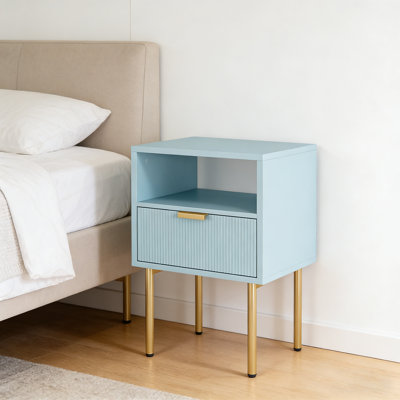 Table de chevet, table de chevet moderne avec tiroir et structure en métal doré, petite table d'appoint pour chambre à coucher, salon