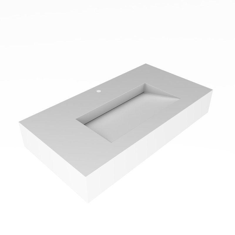 Boyter 36 Rectangular Wall Mounted Minimalist Vanity Bathroom Sink, White