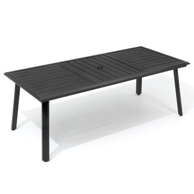 Rajni Rectangular Aluminum Outdoor Dining Table with Umbrella Hole by Latitude Run