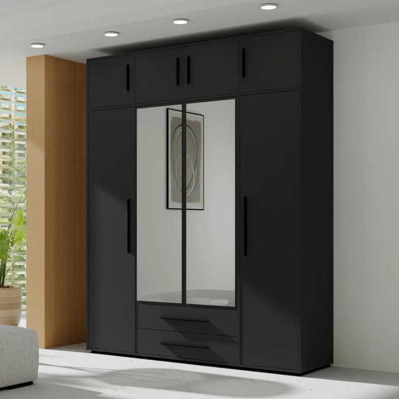 Sunde Manufactured Wood Wardrobe, Black
