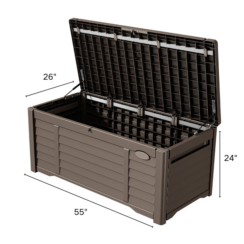 Boîte de rangement en résine verrouillable 120 gallons Balconera, Brun