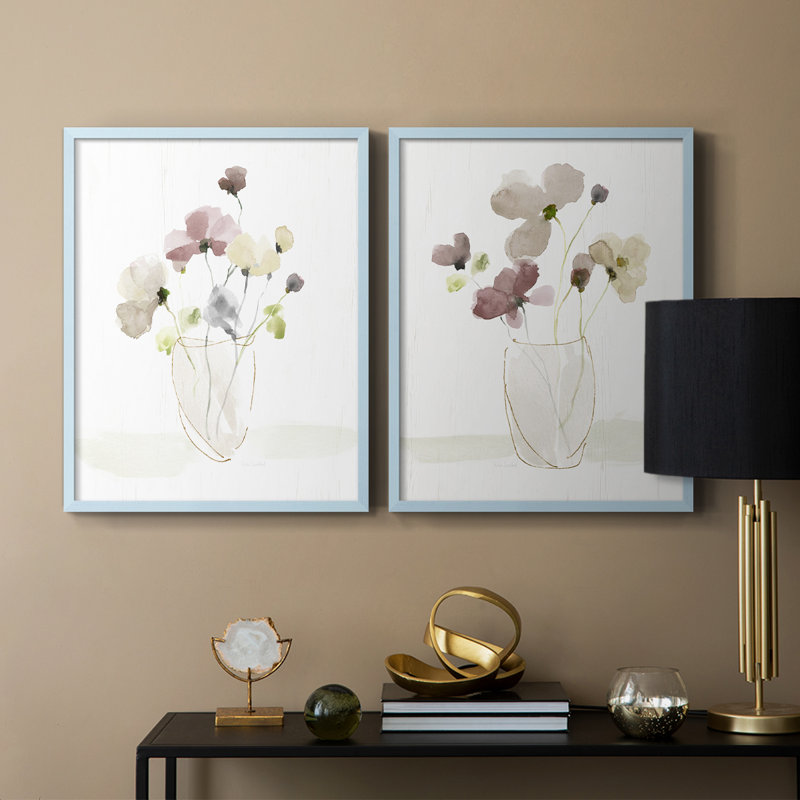 Choisissez «Happy Bouquet I», reproduction encadrée de qualité supérieure - prête à être accrochée - aucun clou requis - aucun clou requis