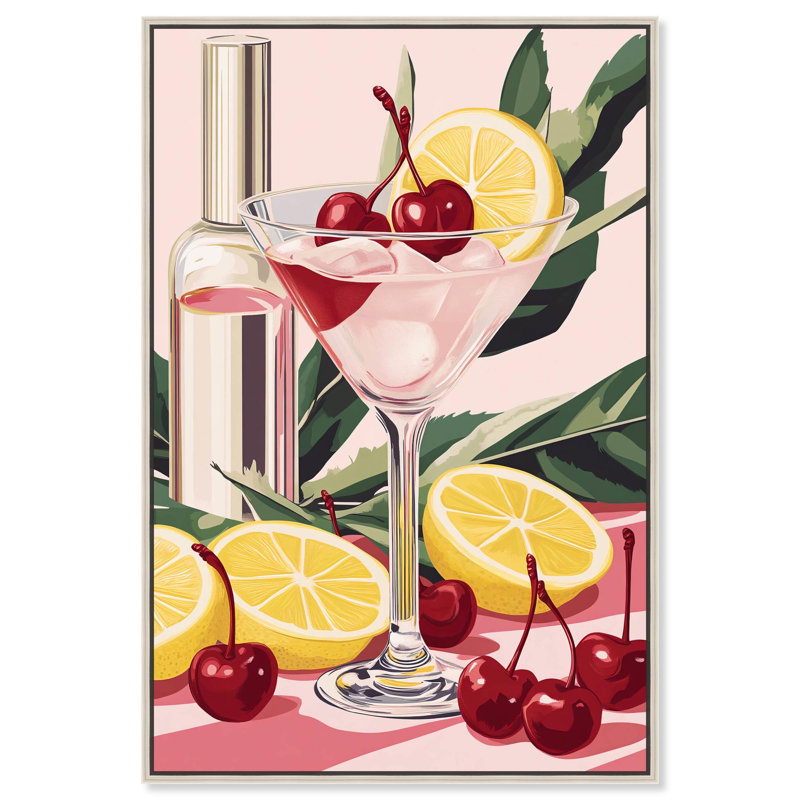 «Cherry Lemon Drink» par Art Remedy, Noir, H 16 po x l 11 po, Floater Frame