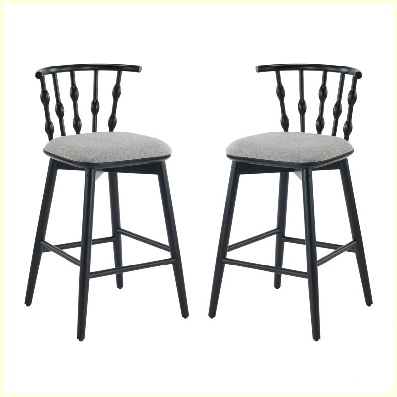 Tabouret de bar en bois, Black, Gris