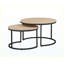 Ensemble de tables basses gigognes rondes 31,5 po 2 pièces, finition bois de chêne naturel, industriel moderne