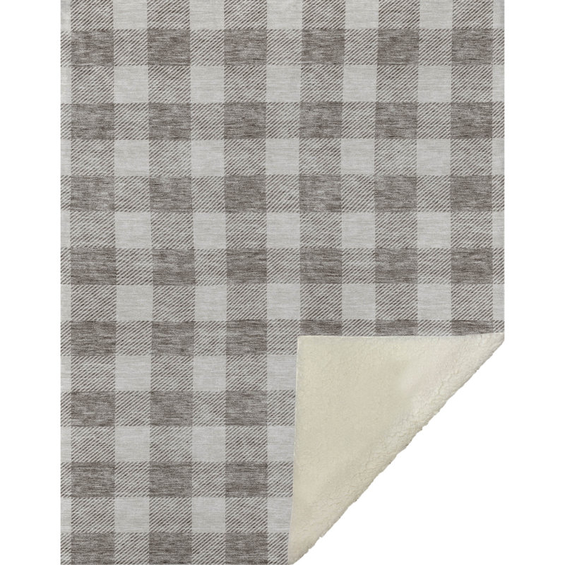 Jeté à carreaux Addison Sherpa ASB923, À carreaux, Taupe