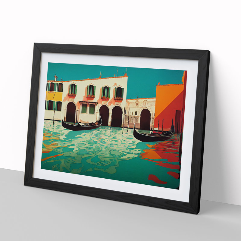 Modern Venice Canal Vol.1 - Framed Print, 25cm H x 34cm W x 2cm D, Black Framed