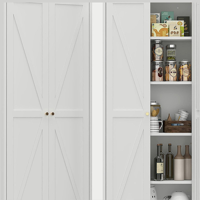 Armoire de cuisine avec tablettes réglables, armoire de rangement en métal à 2 portes pour la cuisine, le salon, la salle à manger et le bureau