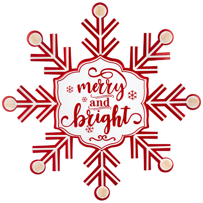 Merry And Bright Snowflake Metal Wall Sign - 15.75"