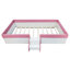 Structure de lit de jour simple rose et blanche avec escaliers de clôture rembourrés, rembourrage confortable en éponge, 10 lattes de soutien fabriquées en éponge, longue durée