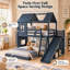 Lit superposé Benedict House avec glissade, échelle, étagères de rangement et armoire, lit superposé au sol avec barrières de sécurité-1946216194-1946216207