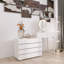 Commode 10 tiroirs à rallonge, sans poignée, meuble-lavabo blanc