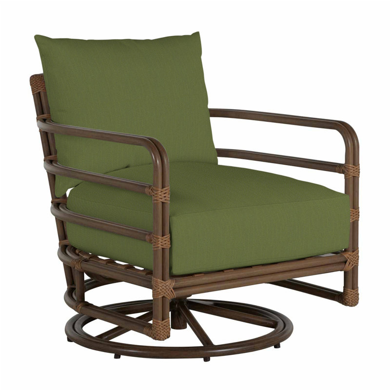 Malibu Swivel Patio Chair with Cushions, Linen Forest, No Welt