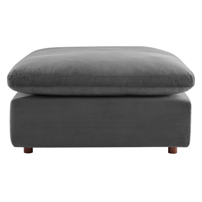Modway Commix Down Filled Overstuffed Performance Velvet Ottoman, Gray Velvet