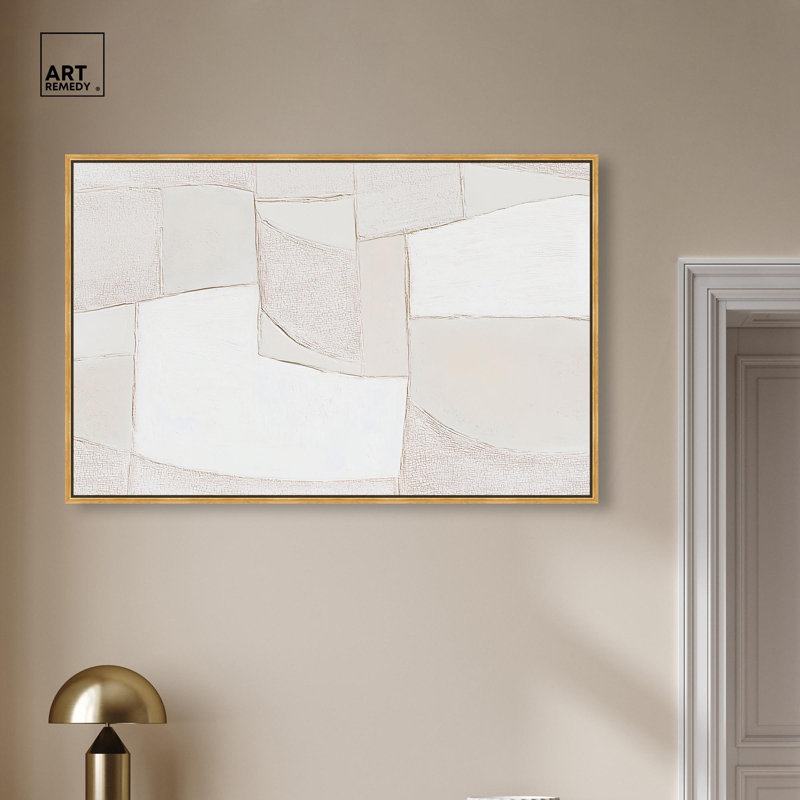 «Veiled Calm Canvas», art mural tendance , H 31 po x l 46 po, Doré, Floater Frame