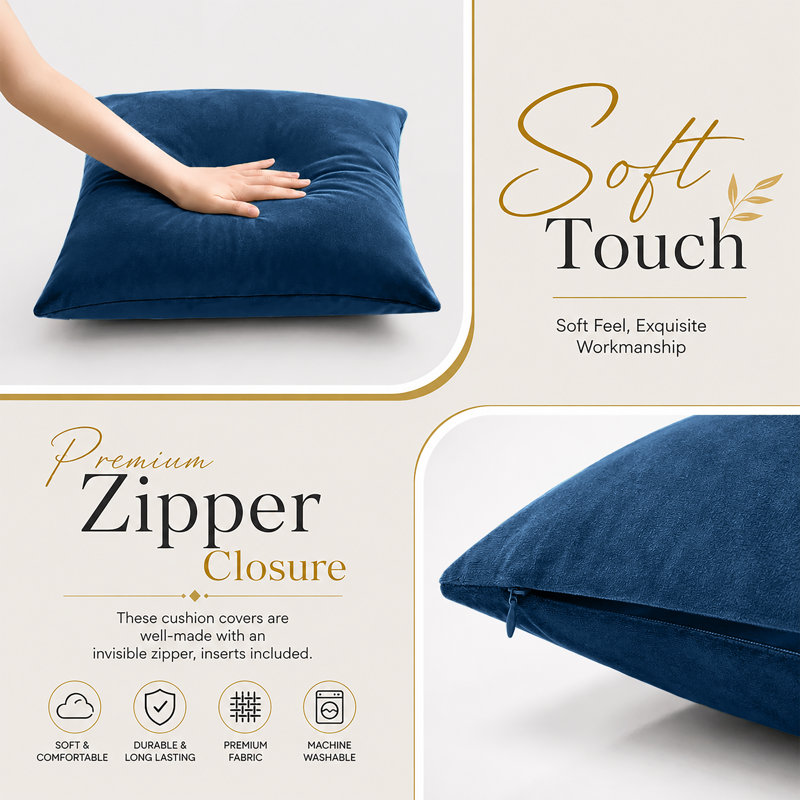 Aldino Square Cushion Pad, Navy Blue