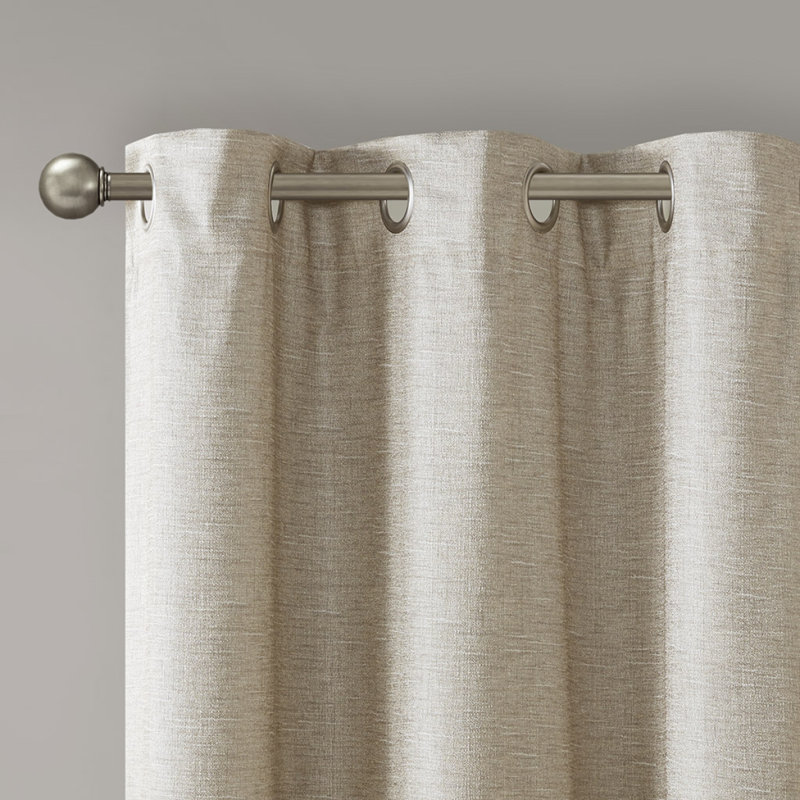 Paire de rideaux occultant en soie à imprimé ton sur ton (2 panneaux de fenêtre), Taupe, L 42,09 po x L 84,09 po