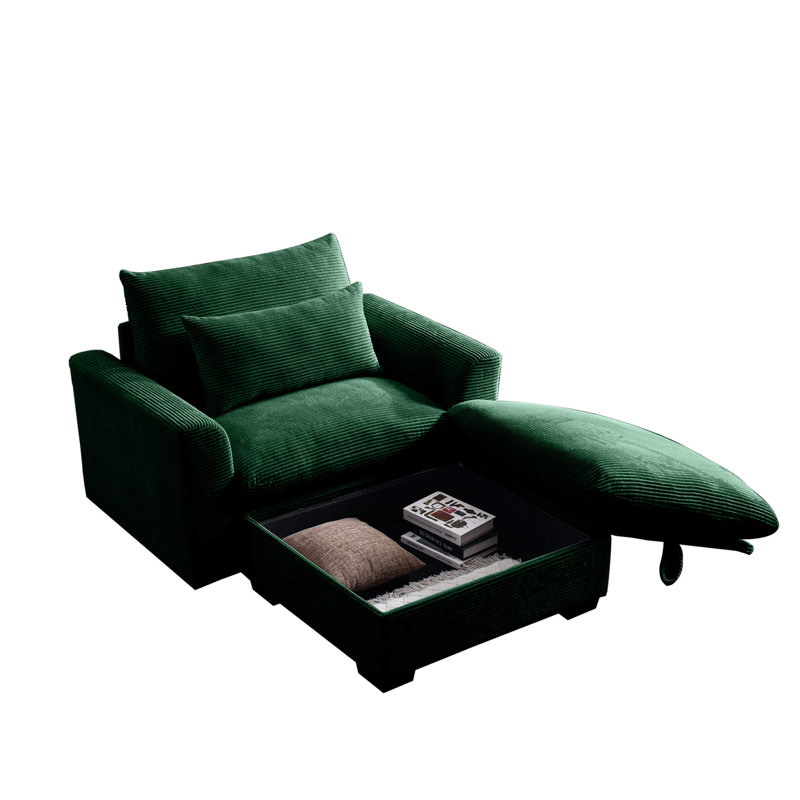 Canapé modulaire avec repose-pieds avec rangement, Vert