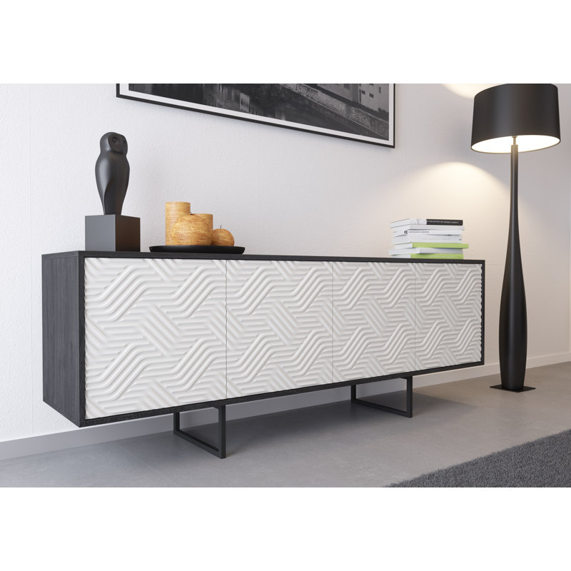 Largo 204cm Sideboard, Black/White