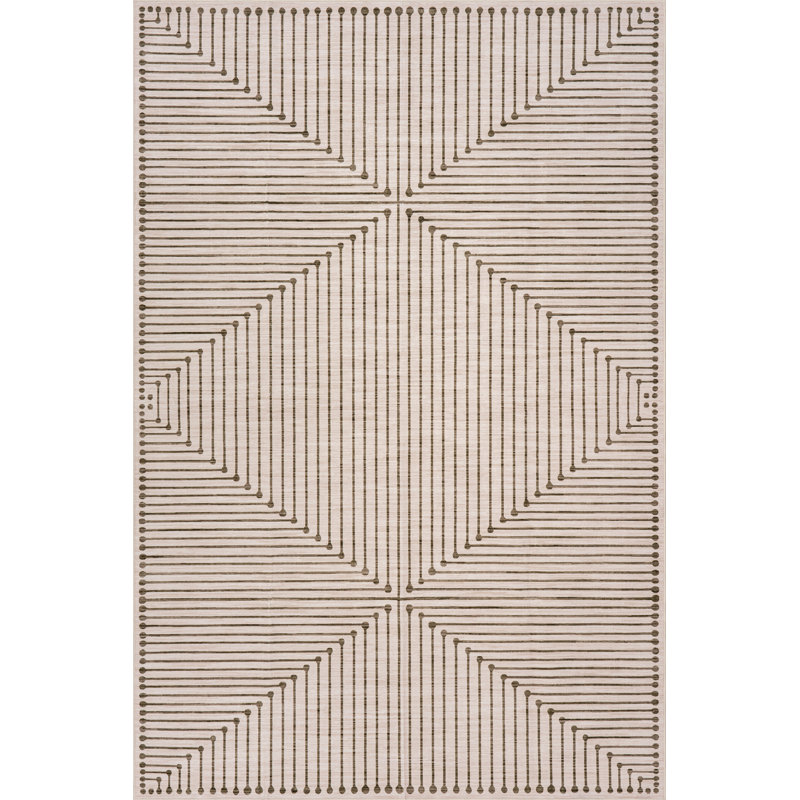  Perenna Geometric Washable Rug, Rectangle 5'6" x 9'6", Brown