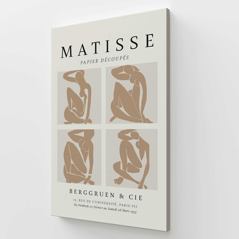 Nus Brun Matisse, affiche d'art, H 60 po x l 40 po x P 1,25 po, Toile tendue