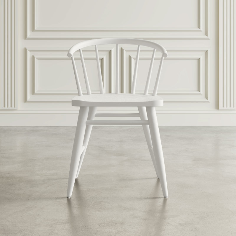 Crumpton Traditional Solid Wood Curved Back Spindle Dining Chair, White