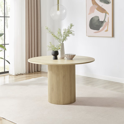 Penny Pillar Round Dining Table - Melamine Scratch Resistant Veneer Top