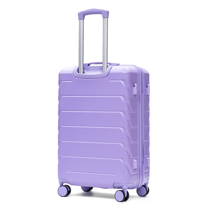 Valise à roulettes de 71 cm (28 pouces) en ABS rigide violet, poignée télescopique robuste en fer, cadenas à combinaison intégré, roulettes pivotantes à 360°, poignée latérale et crochet latéral.