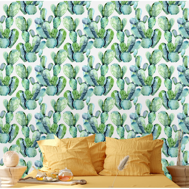 Rouleau de papier peint adhésif cactus, L 16,67 po x l 25 po
