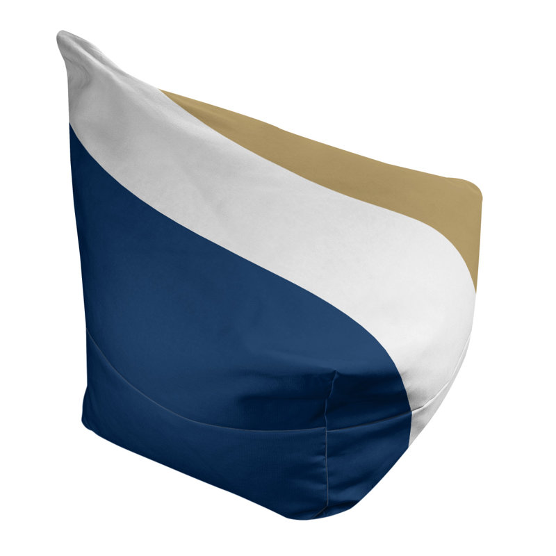 Bean Bag Chair & Lounger, 31" x 38" x 42", Navy Blue/White/Gold