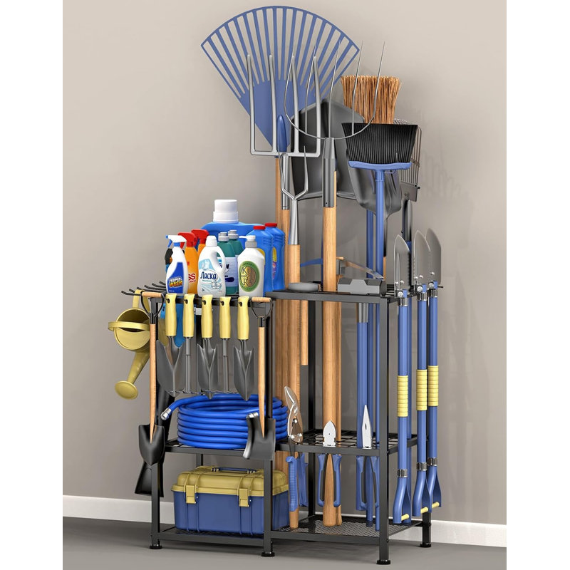 Organisateur de jardin, organisateur de jardin en métal, peut contenir 70 outils / râteaux / balais à manche long