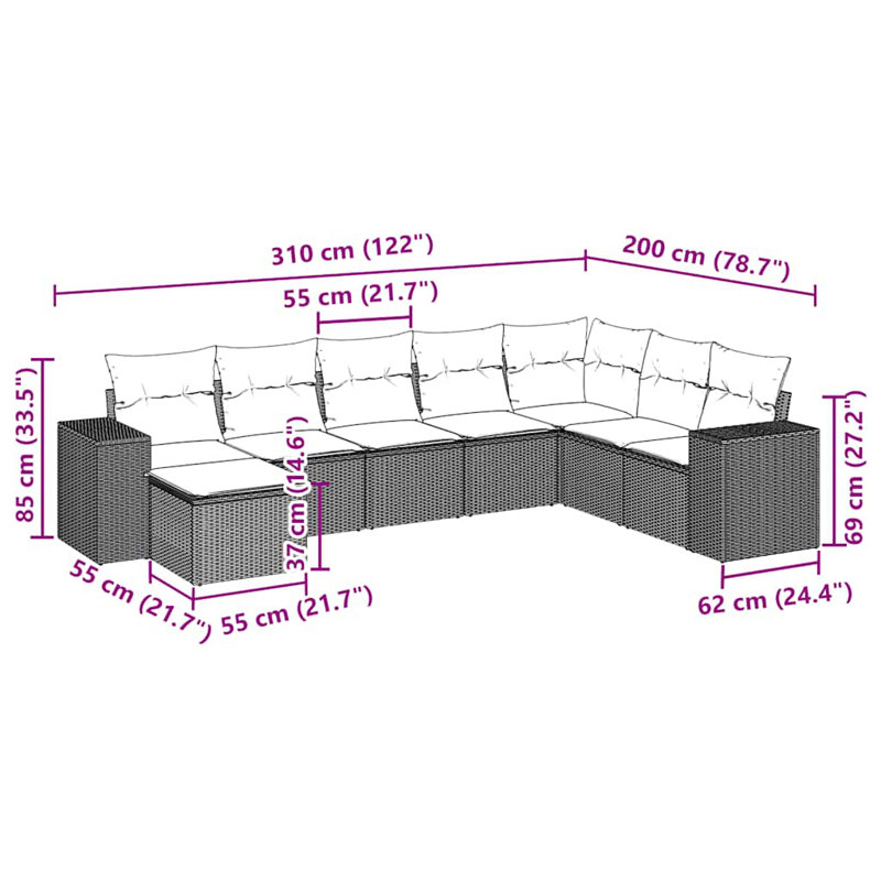  Garden Sofa Set Light Grey