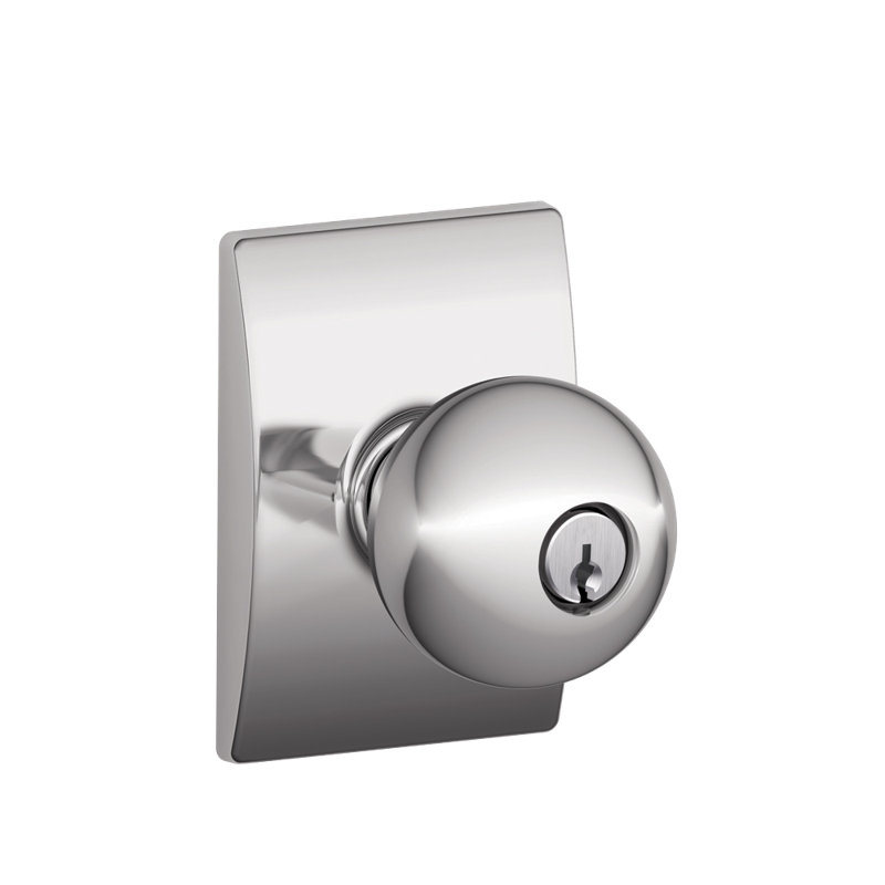 Orbit Knob with Century Trim Keyed Entry Lock, Bright Chrome