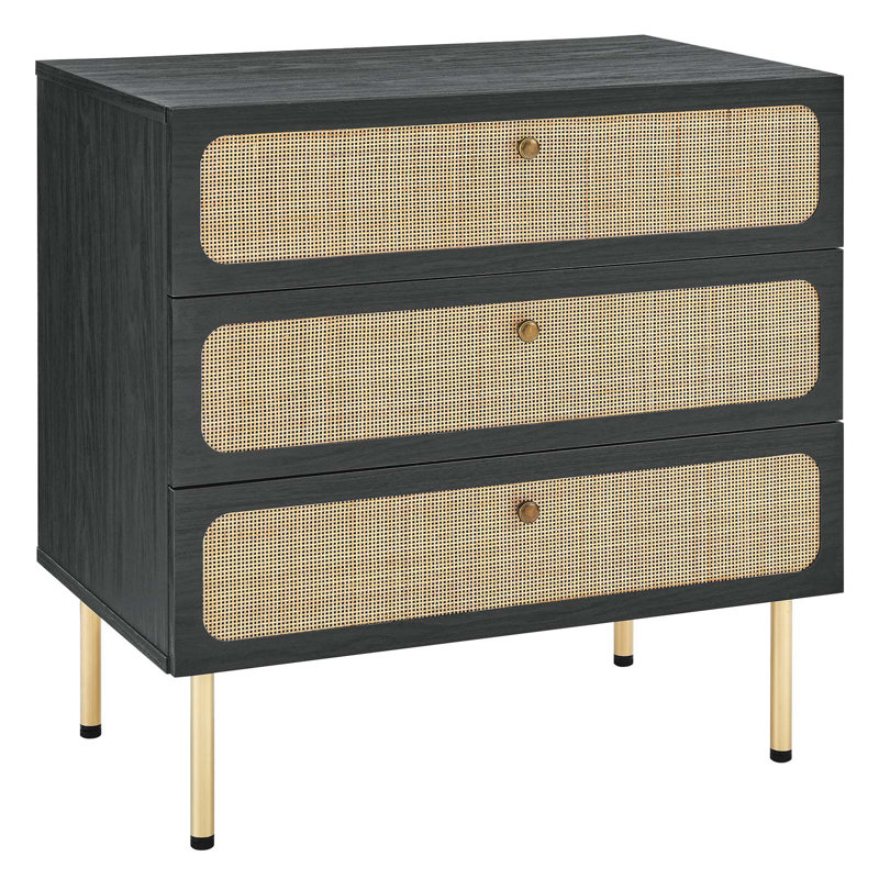 Modway Chaucer 3-Drawer Chest, Black/Gold