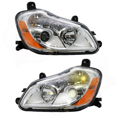 Chrome Headlights Compatible With Kenworth T680 2013-2021 Included Bulbs Passenger Side