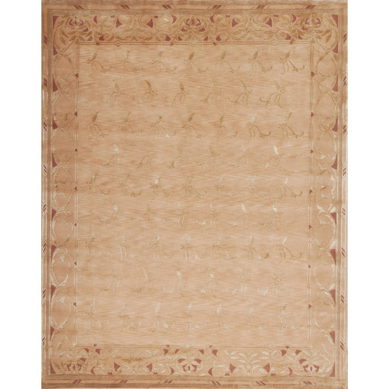 Presidential Hand Knotted Floral Area Rug in Ginger, Rectangle 8' x 10'