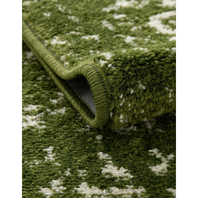 Tapis vert tissé à la machine Giverny, Rectangle 5 pi 1 po x 8 pi