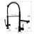 Pull Down Kitchen Faucet Black And Nickel - Single Handle, Hot Cold Supply, Stain , Modern Tap Commercial Nickel, Heat Water, Heavy Duty Sink