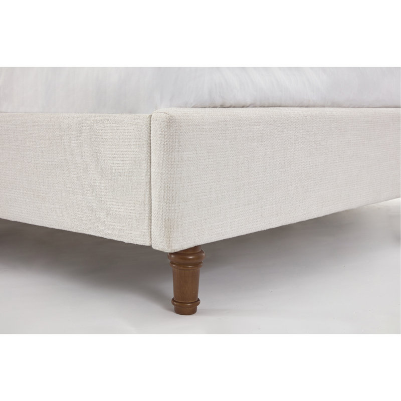 Lit à oreilles tapissier mozter sans sommier tapissier, Très grand, Bouclé blanc crème