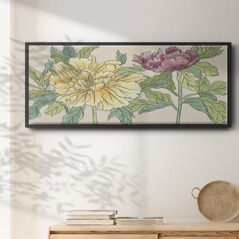 Peony Blooms II - toile encadrée, H 20 po x l 50 po