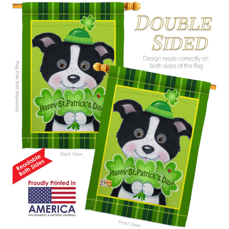Drapeau de maison 40 x 28 po St. Pat's Puppy